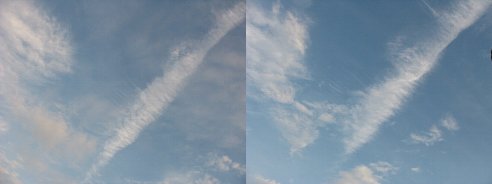 飛行機雲の変化