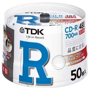 TDK CD-R 700MB 48X ホワイトワイドプリンタブル 日本製 50枚 スピンドル