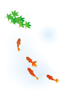 イラストwanpug素材ブログ 暑中見舞いテンプレート 金魚のイラスト